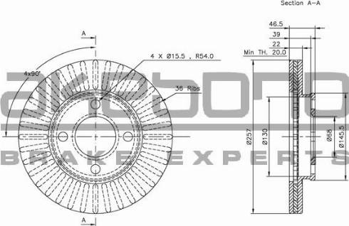 Akebono BN-0465 - Спирачен диск vvparts.bg