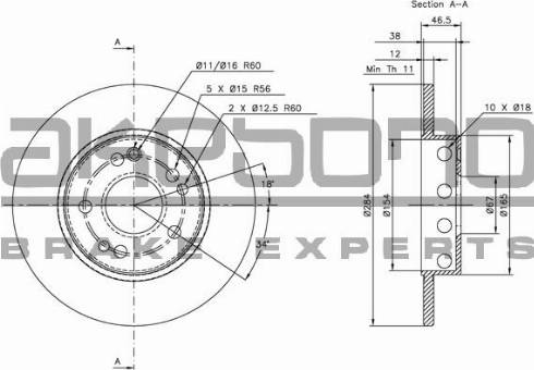 Akebono BN-0401 - Спирачен диск vvparts.bg