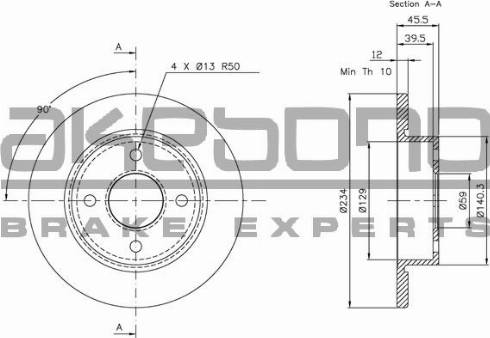 Akebono BN-0408E - Спирачен диск vvparts.bg