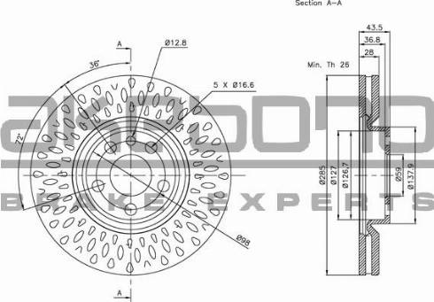 Akebono BN-0486E - Спирачен диск vvparts.bg