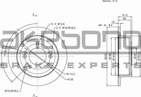 Akebono BN-0435 - Спирачен диск vvparts.bg