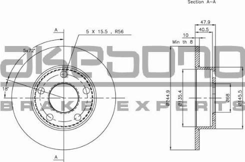 Akebono BN-0436 - Спирачен диск vvparts.bg