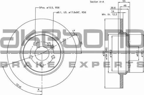 Akebono BN-0470 - Спирачен диск vvparts.bg