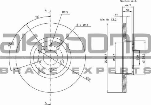 Akebono BN-0557 - Спирачен диск vvparts.bg