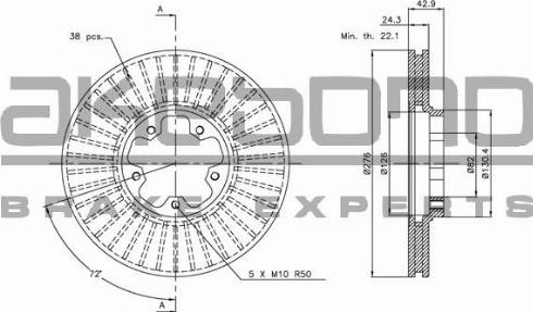 Akebono BN-0566 - Спирачен диск vvparts.bg