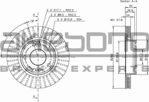 Akebono BN-0563 - Спирачен диск vvparts.bg