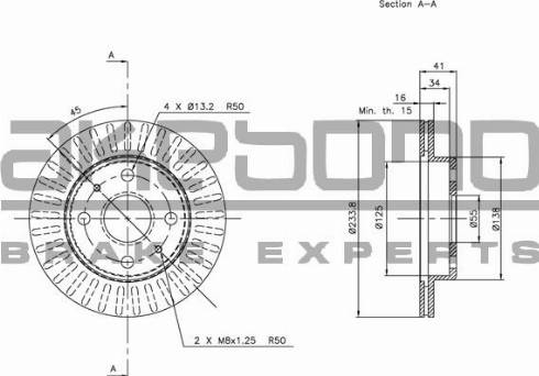 Akebono BN-0507E - Спирачен диск vvparts.bg