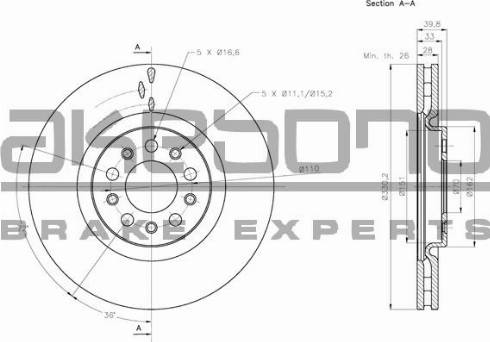 Akebono BN-0511 - Спирачен диск vvparts.bg