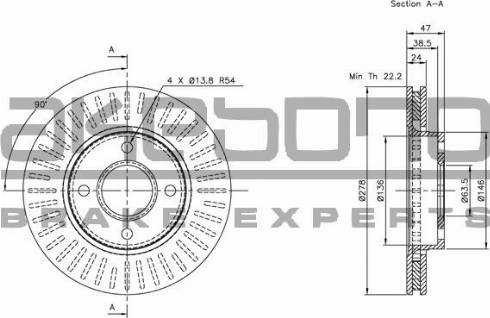 Akebono BN-0530E - Спирачен диск vvparts.bg