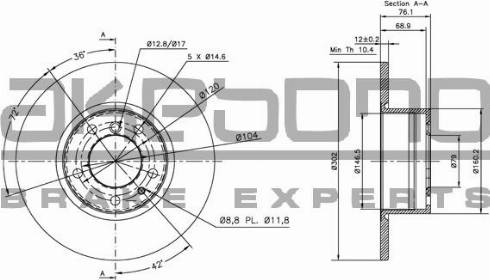 Akebono BN-0698 - Спирачен диск vvparts.bg