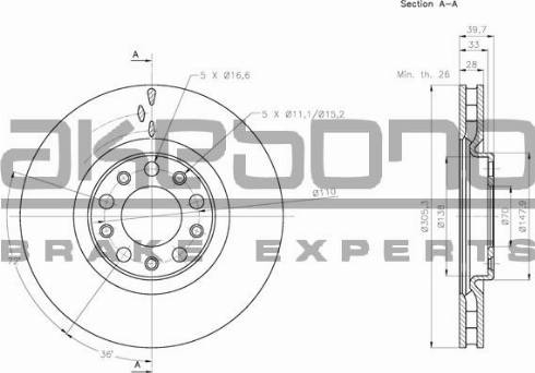 Akebono BN-0697E - Спирачен диск vvparts.bg