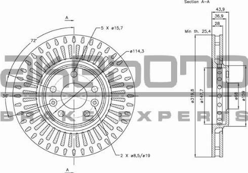 Akebono BN-0647E - Спирачен диск vvparts.bg