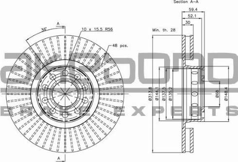 Akebono BN-0603E - Спирачен диск vvparts.bg