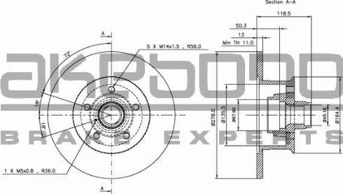 Akebono BN-0616E - Спирачен диск vvparts.bg