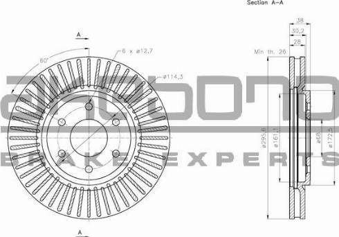 Akebono BN-0617 - Спирачен диск vvparts.bg