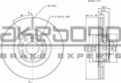 Akebono BN-0625 - Спирачен диск vvparts.bg