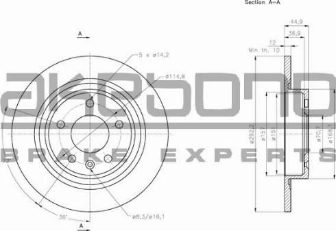 Akebono BN-0095 - Спирачен диск vvparts.bg