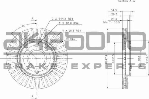 Akebono BN-0097E - Спирачен диск vvparts.bg