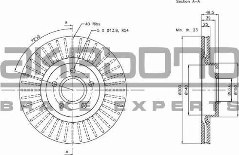 Akebono BN-0040 - Спирачен диск vvparts.bg