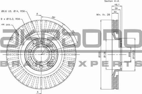 Akebono BN-0042 - Спирачен диск vvparts.bg