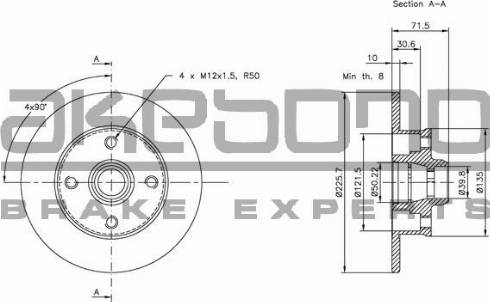 Akebono BN-0059 - Спирачен диск vvparts.bg