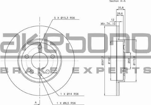 Akebono BN-0065E - Спирачен диск vvparts.bg