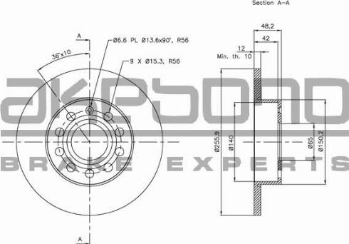 Akebono BN-0009 - Спирачен диск vvparts.bg