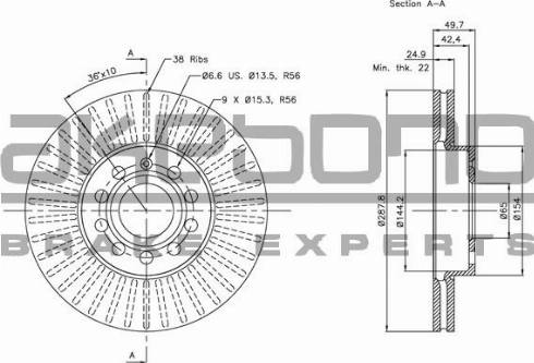 Akebono BN-0001 - Спирачен диск vvparts.bg