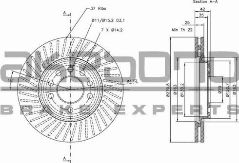 Akebono BN-0013 - Спирачен диск vvparts.bg