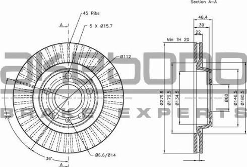 Akebono BN-0020 - Спирачен диск vvparts.bg