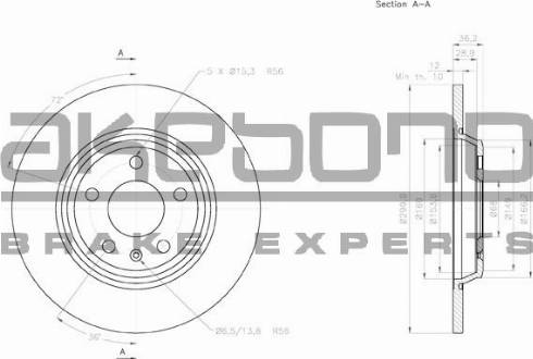 Akebono BN-0027E - Спирачен диск vvparts.bg