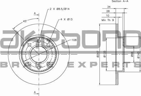 Akebono BN-0197 - Спирачен диск vvparts.bg