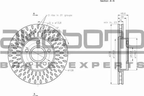 Akebono BN-0146 - Спирачен диск vvparts.bg