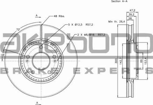 Akebono BN-0141 - Спирачен диск vvparts.bg