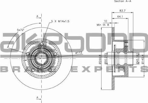 Akebono BN-0143 - Спирачен диск vvparts.bg