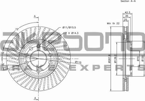 Akebono BN-0154 - Спирачен диск vvparts.bg