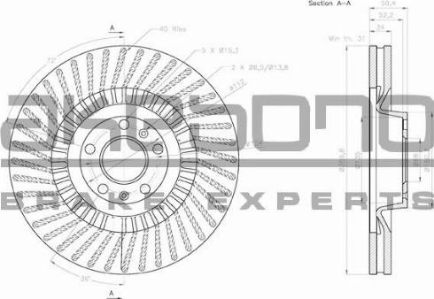 Akebono BN-0153E - Спирачен диск vvparts.bg