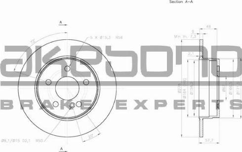 Akebono BN-0165 - Спирачен диск vvparts.bg