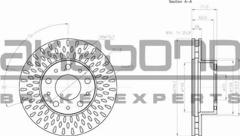 Akebono BN-0168 - Спирачен диск vvparts.bg