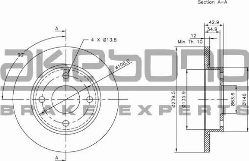 Akebono BN-0104 - Спирачен диск vvparts.bg