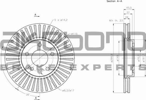 Akebono BN-0100 - Спирачен диск vvparts.bg