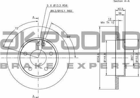 Akebono BN-0116 - Спирачен диск vvparts.bg