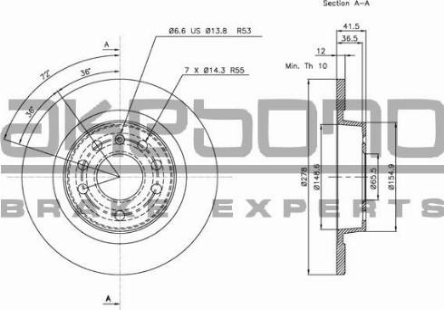 Akebono BN-0186 - Спирачен диск vvparts.bg