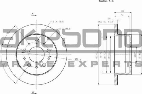 Akebono BN-0125 - Спирачен диск vvparts.bg