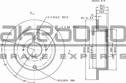 Akebono BN-0898 - Спирачен диск vvparts.bg