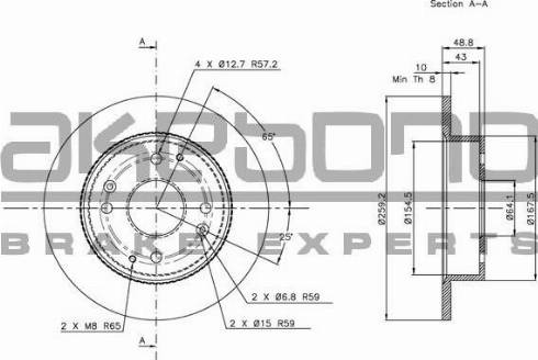 Akebono BN-0893 - Спирачен диск vvparts.bg