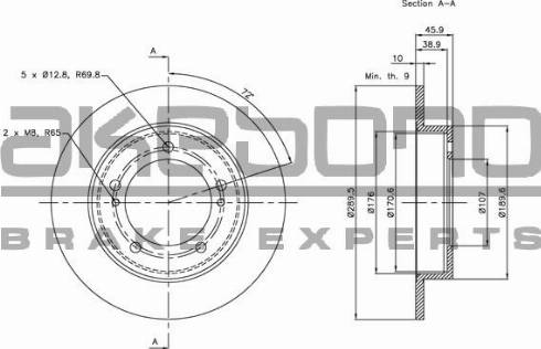 Akebono BN-0892E - Спирачен диск vvparts.bg