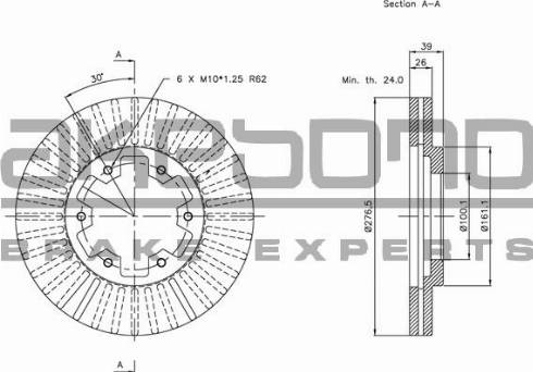 Akebono BN-0844 - Спирачен диск vvparts.bg