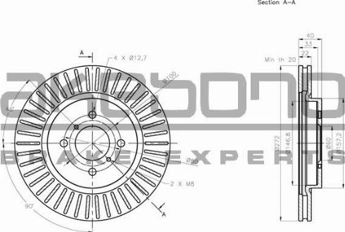 Akebono BN-0801E - Спирачен диск vvparts.bg