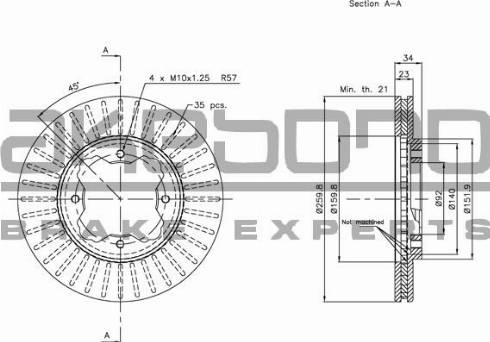 Akebono BN-0811E - Спирачен диск vvparts.bg